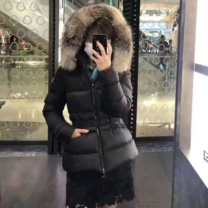 Women r Collar Designer Luxury  Down Jacket