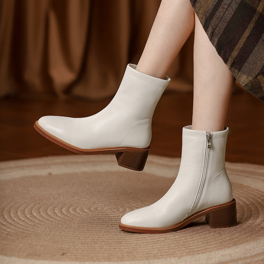 Women Wool Genuine Leather Ankle Boots