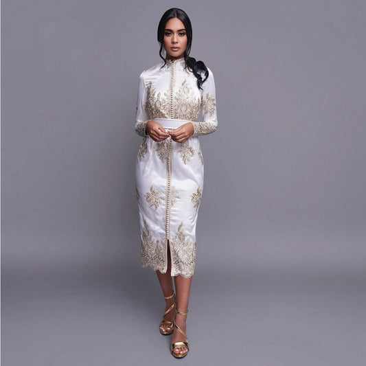 White Elegant Exquisite Moroccan Caftan Evening Dress