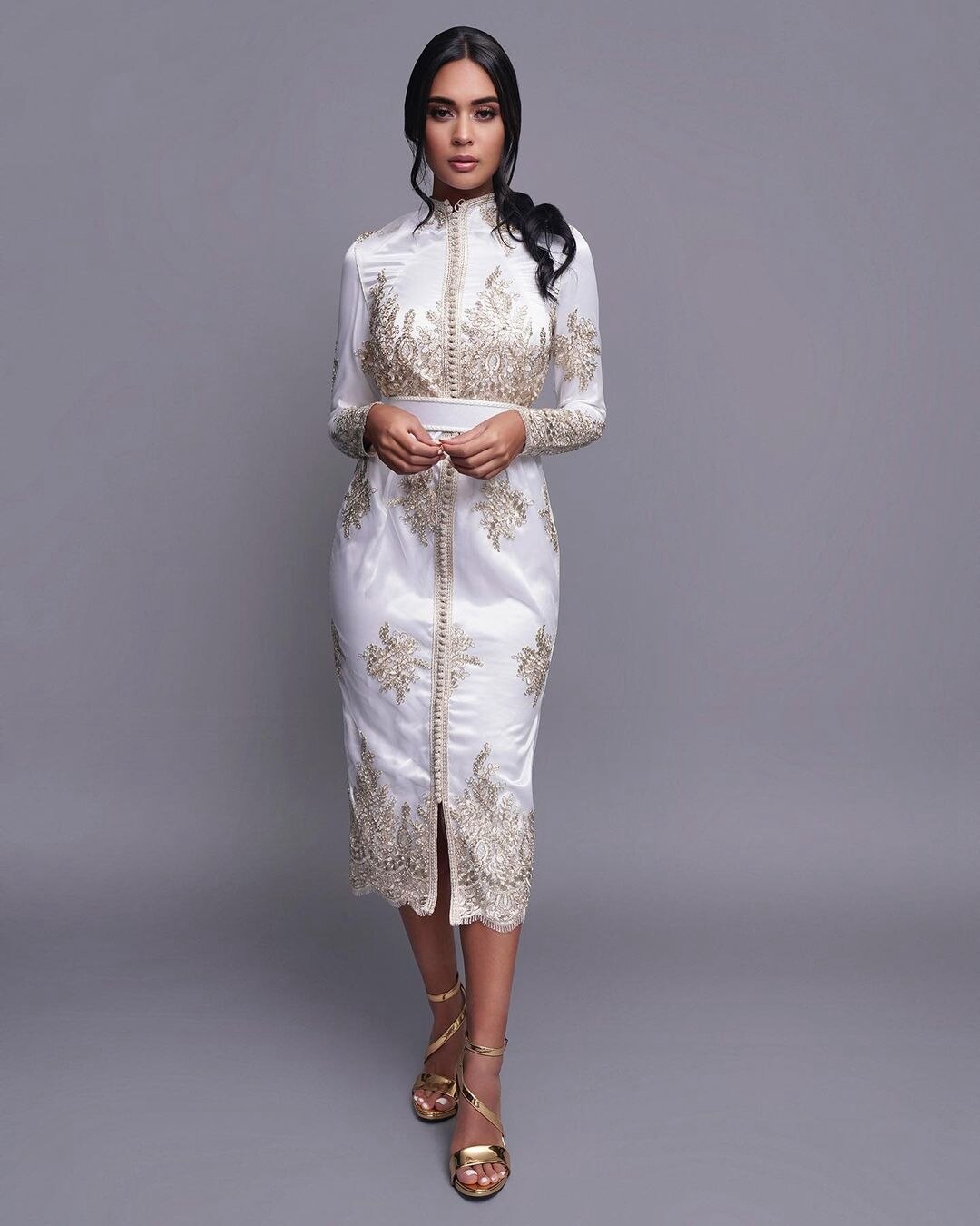 White Elegant Exquisite Moroccan Caftan Evening Dress