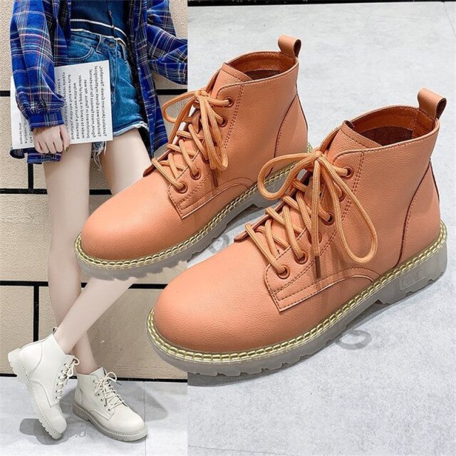 Women Spring Boots Comfortable Square Heel Solid color