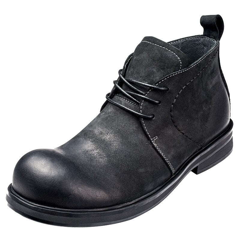 High End Men's Top Leather Simple Short Boots