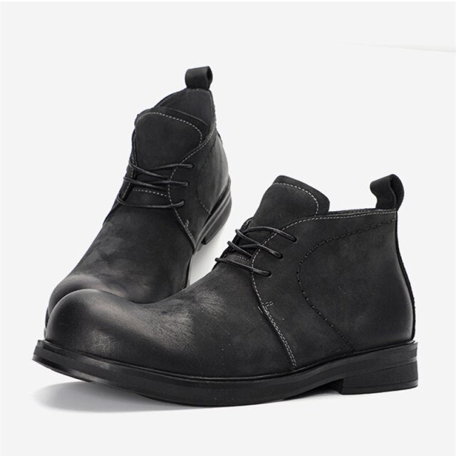 High End Men's Top Leather Simple Short Boots