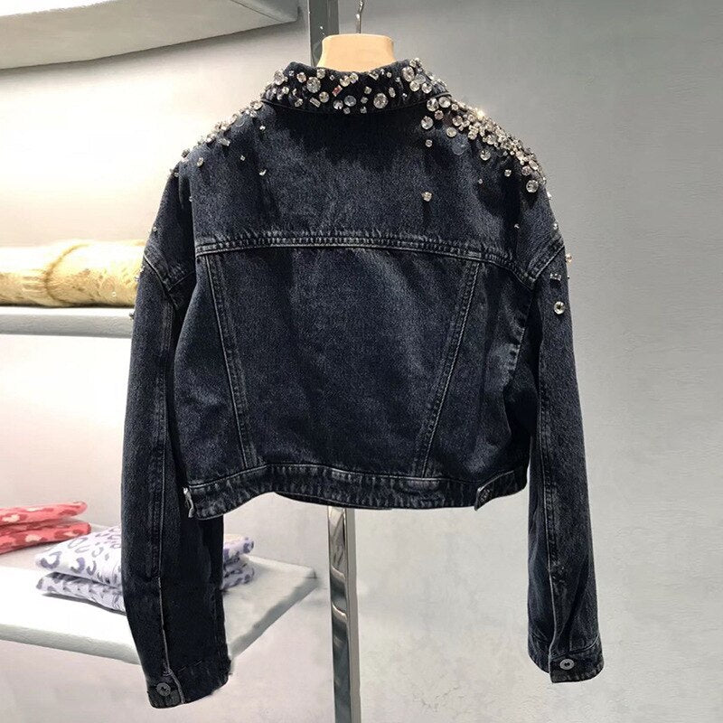 Women's High quality diamonds denim jackets