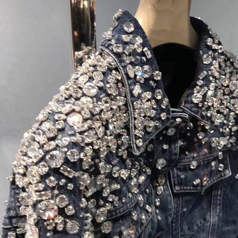 Women's High quality diamonds denim jackets