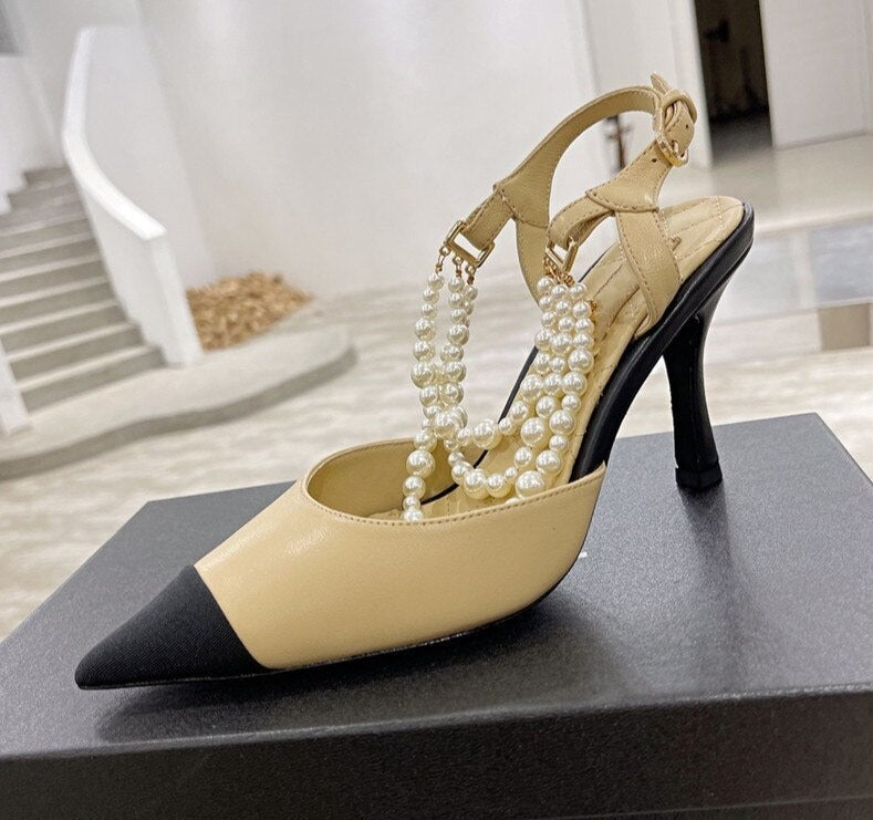 Women Pointed Toe Slingback High Heels Pumps