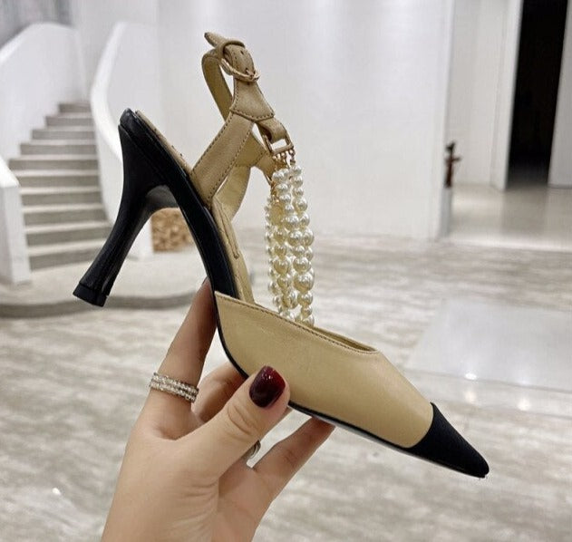 Women Pointed Toe Slingback High Heels Pumps