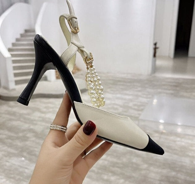 Women Pointed Toe Slingback High Heels Pumps