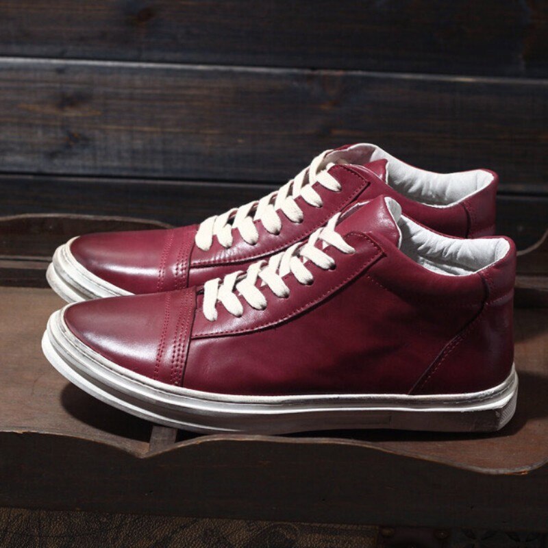 Mens High Top Sneakers Vintage Lace Up  Casual Shoes