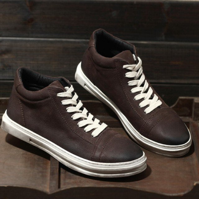 Mens High Top Sneakers Vintage Lace Up  Casual Shoes