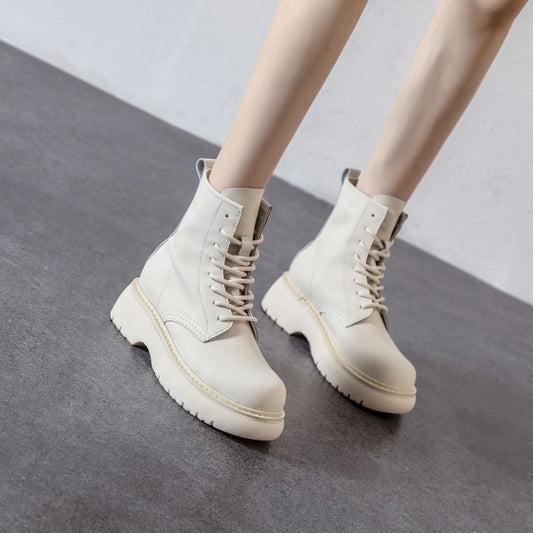 Women Platform Height Increasing Biker Boots