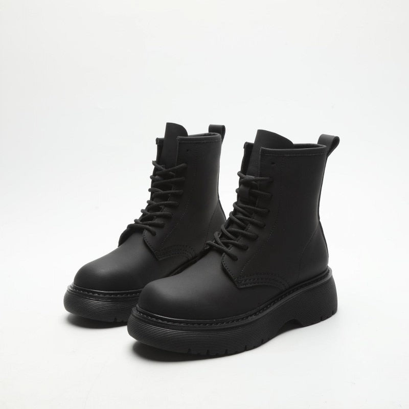 Women Platform Height Increasing Biker Boots