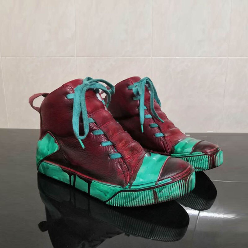 Men  Handmade Platform Mixed Color Spliced Ankle Boot