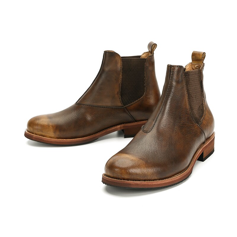 Men Casual Office Genuine Leather Cowhide Ankle Boots