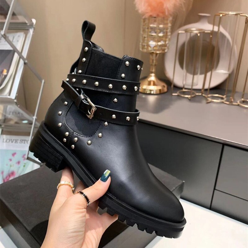 Women Genuine Leather Shoes Elastic Side Fashion Boots