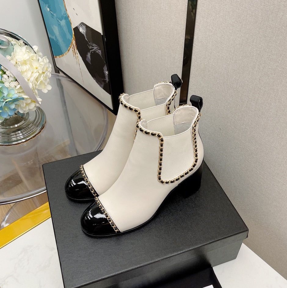 Women  Classic Autumn Winter Chain Ankle Boots Round head