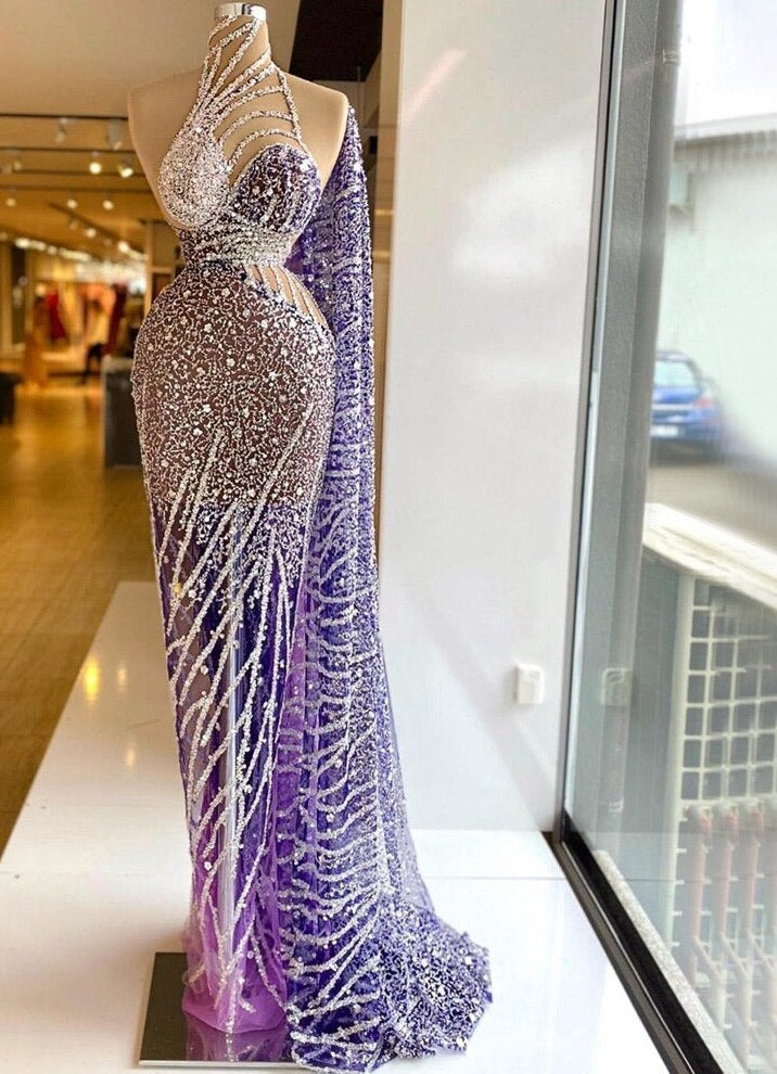 Purple Mermaid Elegant Evening Dresses Gowns For Women