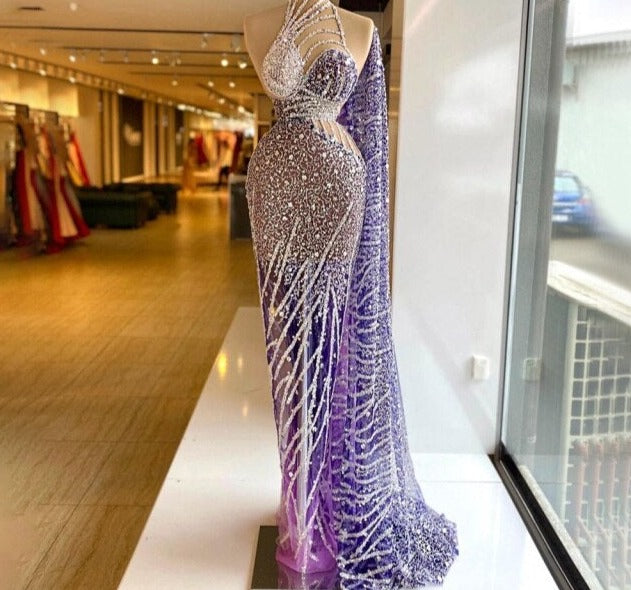 Purple Mermaid Elegant Evening Dresses Gowns For Women