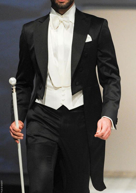 Italian Gentleman Style Wedding Suits Man Long tail