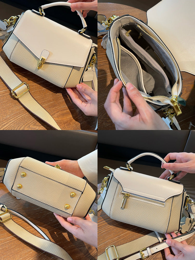 Retro Creamy-white Solid Color Women Shoulder Bag