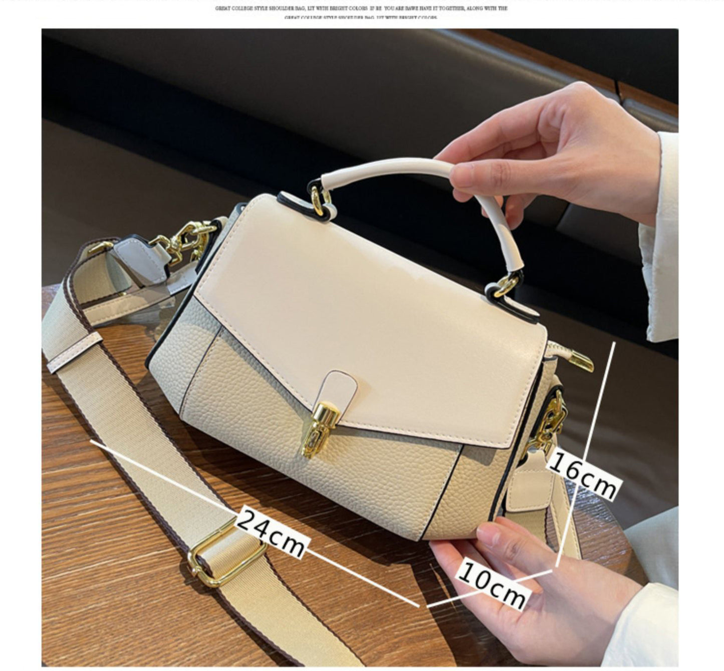 Retro Creamy-white Solid Color Women Shoulder Bag