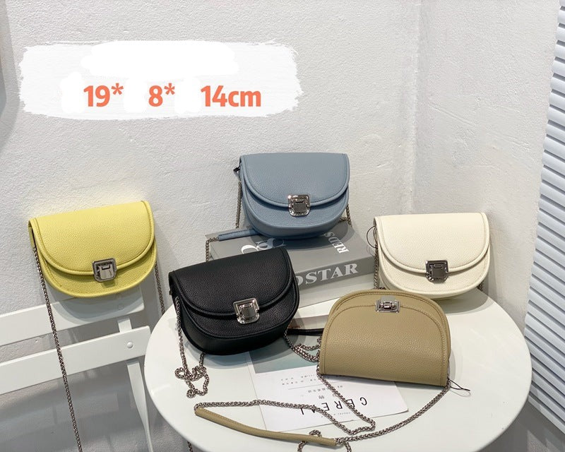 Leisure Yellow Small Saddle Bag 100% Genuine Cow Leather Women