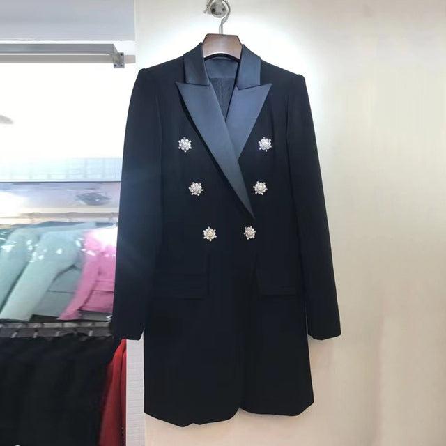 Double Breasted Diamond Button Blazer Dress Sexy V