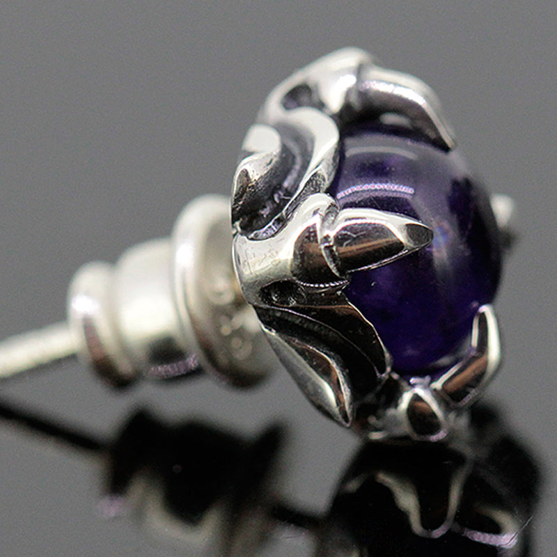 amethyst gem beast claw male and female earrings