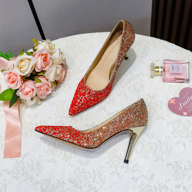 Pointed Wedding Shoes Women Color-changing High Heels