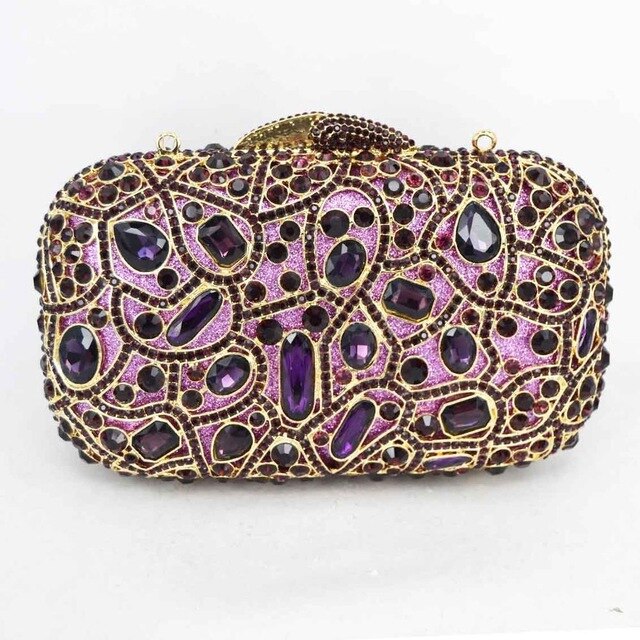 Fashion Luxury Sparkly Diamond Evening Bag Purple Crystal Clutch Bag Women Wedding Party Purse Female pochette banquet bag sc125 - LiveTrendsX