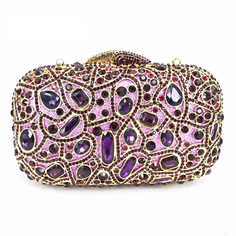 Fashion Luxury Sparkly Diamond Evening Bag Purple Crystal Clutch Bag Women Wedding Party Purse Female pochette banquet bag sc125 - LiveTrendsX