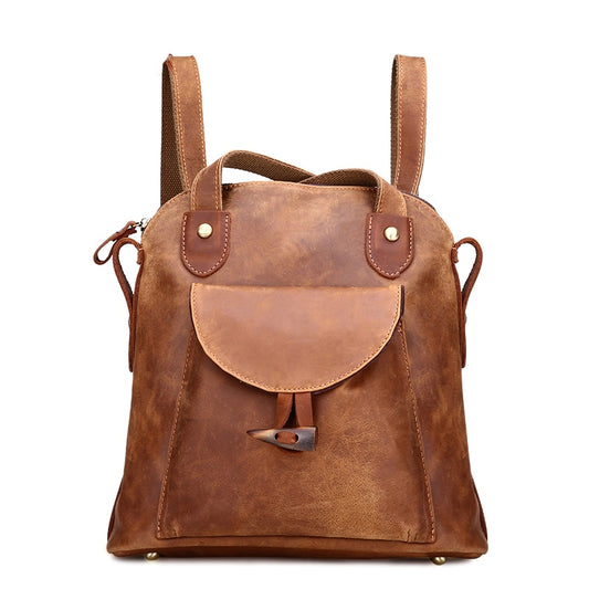 Women Rucksack Knapsack Girls School Daypack Top Quality Genuine Leather Shoulder Bag Retro Crazy Horse Cowhide Female Backpack - LiveTrendsX