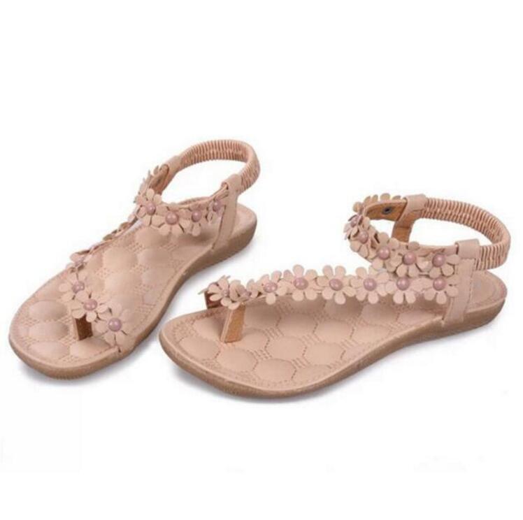 New Fashion Women Shoes Flats Sandals Female Girl Casual PU Leather Flower Floral Beach slides - LiveTrendsX