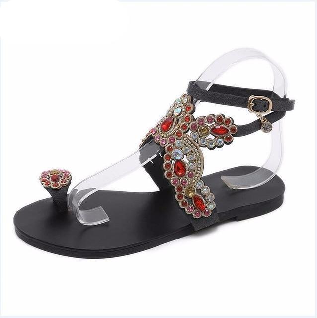 Summer Bling Bling Colorful Rhinestone Butterfly Woman Sandals Crystal Flats Flip Flops Female Single Shoes Party Beach - LiveTrendsX