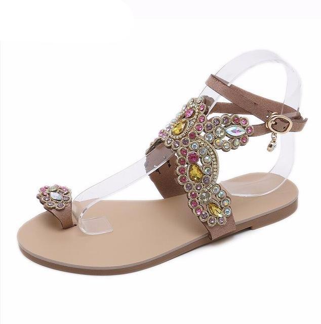 Summer Bling Bling Colorful Rhinestone Butterfly Woman Sandals Crystal Flats Flip Flops Female Single Shoes Party Beach - LiveTrendsX