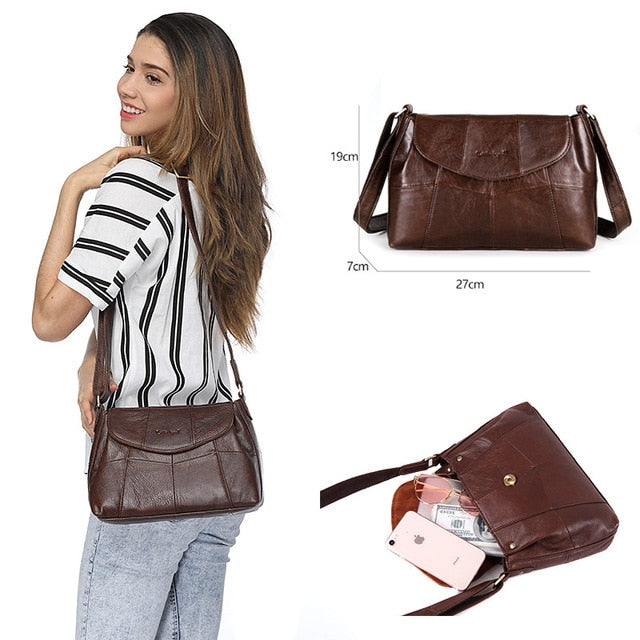 Women Leather Handbags Female Genuine Leather Luxury Handbags Women Bags Designer Brand Shoulder Crossbody Bag - LiveTrendsX