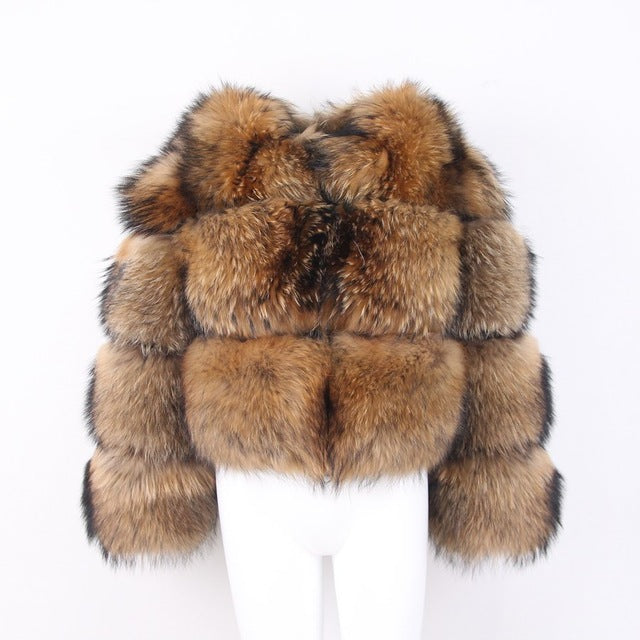 new arrival free shipping women winter real raccoon fur coat fluffy  hot sale wholesale fur dress - LiveTrendsX