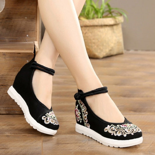 Women Canvas Increasing Height Ankle Strap Spring Autumn Shoes China Style Vintage Embroiders Wedges Heels Lady Shoes 20180907 - LiveTrendsX