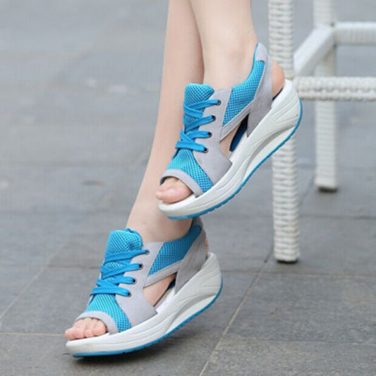 Fashion Summer Women Sandals Casual Mesh Breathable Shoes Woman Ladies Wedges Sandals Lace Platform Sandals - LiveTrendsX