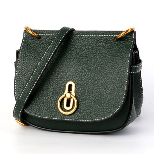 Women's new leather shoulder high quality metal buckle saddle bag Korean men's leather layer high quality metal buckle saddle ba - LiveTrendsX