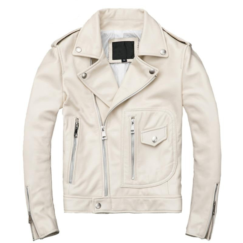 Women Leather Jacket White 100% Natural Sheepskin Female Genuine Leather Coat Ladies Leather Clothing Autumn M117w - LiveTrendsX