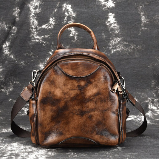 High Quality Natural Skin School Rucksack Girls Daypack Casual Retro Travel Bag Female Knapsack Women Genuine Leather Backpack - LiveTrendsX