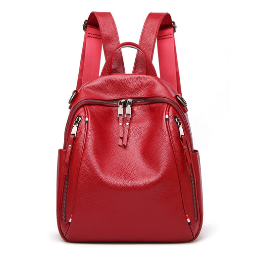 High Quality New Fashion Black Blue Red Genuine Leather Women Backpack For Girl Real Skin Female Shoulder Bags M0977 - LiveTrendsX