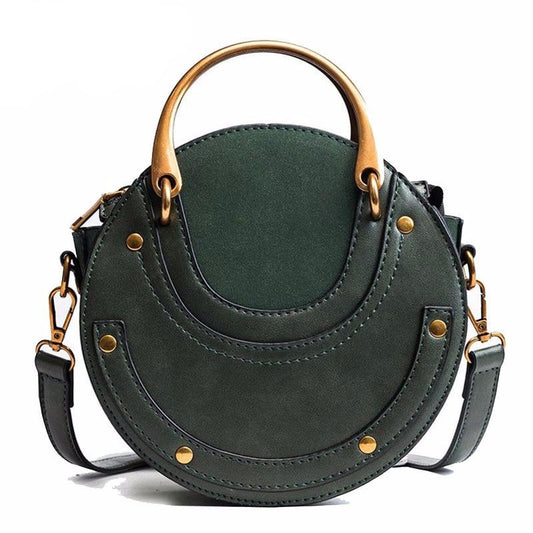 Hot Fashion Round Handbag Women Handbag Rivet Summer Lady Fashion Shoulder Messenger Bag Luxury Designer Leather Women Bag - LiveTrendsX