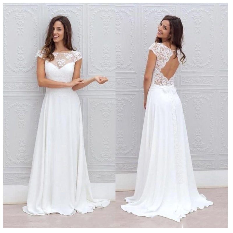 Simple Boho Wedding Dress Beach  Robe de mariee Off The Shoulder Bridal Dress Chiffon Wedding Dresses Spaghetti Straps - LiveTrendsX