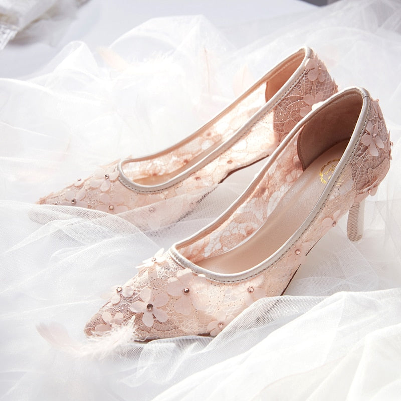 Flowers Wedding Shoes Fairy Elegant Female